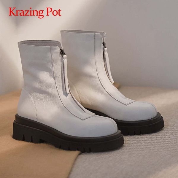 krazing pot motorcycle boots genuine leather zipper decorations platform thick high heel round toe handsome ankle boots l7f3, Black
krazing pot motorcycle boots genuine leather zipper decorations platform thick high heel round toe handsome ankle boots l7f3, Black