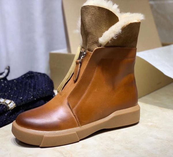 winter women's mid-calf snow boots wool lining warm flat leather shoes round toe black brown b3
winter women's mid-calf snow boots wool lining warm flat leather shoes round toe black brown b3