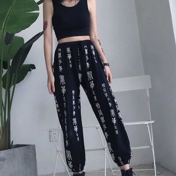 harajuku pants women elastic waist fashion chinese characters printed loose calf-length pant spring autumn korean edition pt272 y200418, Black;white
harajuku pants women elastic waist fashion chinese characters printed loose calf-length pant spring autumn korean edition pt272 y200418, Black;white
