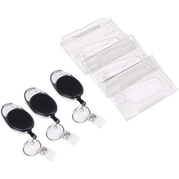 keychains id card holder and retractable reel set, badge with clip for identity pass (3pcs), Silver
keychains id card holder and retractable reel set, badge with clip for identity pass (3pcs), Silver