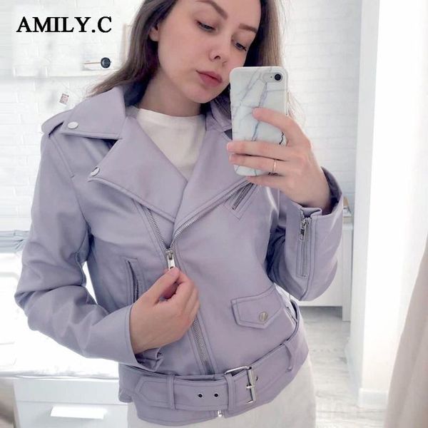 amily.c 2020 spring autumn pu faux leather jacket women purple zipper slim short biker jackets coat female outwear, Black
amily.c 2020 spring autumn pu faux leather jacket women purple zipper slim short biker jackets coat female outwear, Black
