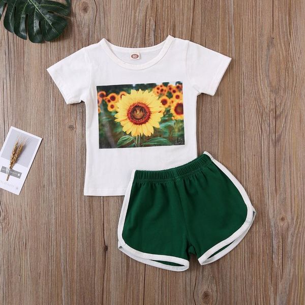 2020 summer new style clothes set toddler girls clothing suits sunflower print t-shirt+ lively green shorts two piece for 2-6y, White
2020 summer new style clothes set toddler girls clothing suits sunflower print t-shirt+ lively green shorts two piece for 2-6y, White