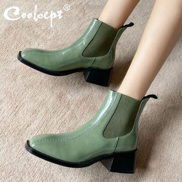 coolcept size 33-43 women short boots real leather square toe women winter autumn shoes fashion cool party ankle boots, Black 
coolcept size 33-43 women short boots real leather square toe women winter autumn shoes fashion cool party ankle boots, Black