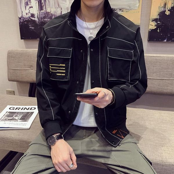 japanese 2019 autumn streetwear men jackets solid color casual vintage tooling work biker jacket male bomber jacket windbreakers1, Black;brown
japanese 2019 autumn streetwear men jackets solid color casual vintage tooling work biker jacket male bomber jacket windbreakers1, Black;brown