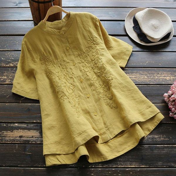 cotton linen shirts summer women stand collar linen embroidery short sleeve blouse big size loose a-line japan style blouse, White
cotton linen shirts summer women stand collar linen embroidery short sleeve blouse big size loose a-line japan style blouse, White