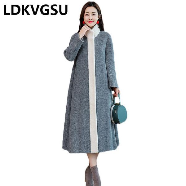 women's wool & blends 2021 autumn winter fashion street woolen coat long thicken outerwear tweed loose stand collar jacket is1325, Black
women's wool & blends 2021 autumn winter fashion street woolen coat long thicken outerwear tweed loose stand collar jacket is1325, Black