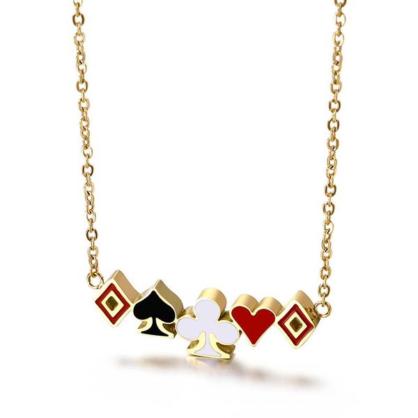 female playing card design necklace silver rose gold 18 inch stainless steel heart spade club necklace for women
female playing card design necklace silver rose gold 18 inch stainless steel heart spade club necklace for women