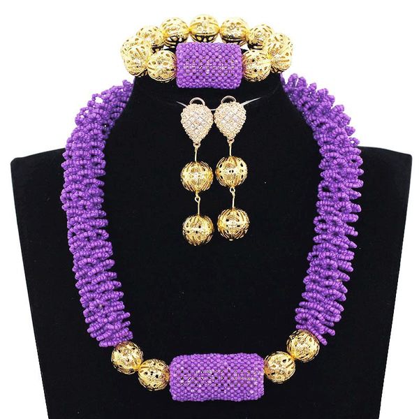 Latest Purple Beads Chunky African Jewelry Sets Handmade Nigerian Beaded Bridal Jewelry Set Gold Accessory WE138, Silver
Latest Purple Beads Chunky African Jewelry Sets Handmade Nigerian Beaded Bridal Jewelry Set Gold Accessory WE138, Silver
