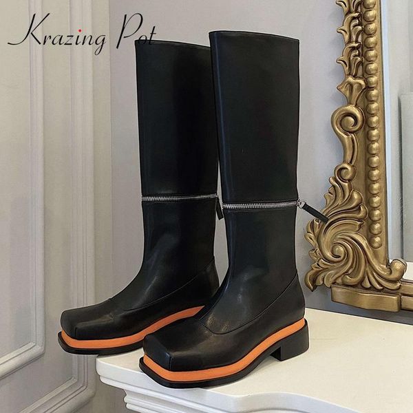 boots krazing pot cow leather square toe med heel thick bottom winter shoes high street fashion beauty lady dating knee-high l70, Black
boots krazing pot cow leather square toe med heel thick bottom winter shoes high street fashion beauty lady dating knee-high l70, Black