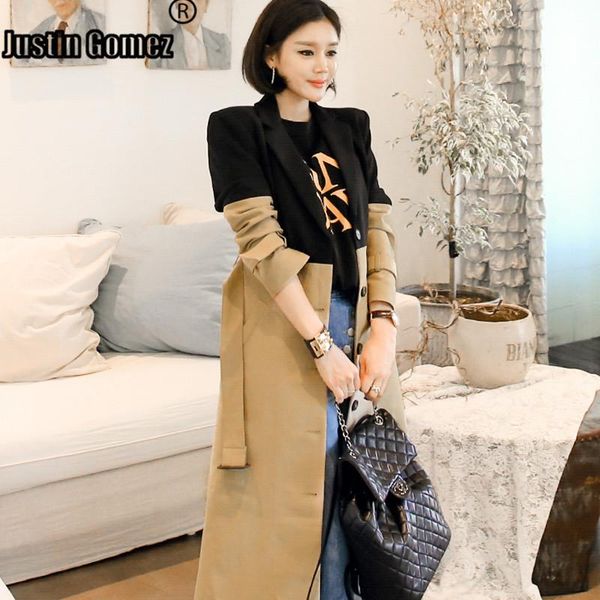 women's trench coats fall 2021 patchwork elegant female coat office lady slim woman cloth korean fashion autumn long sleeve windbreaker, Tan;black
women's trench coats fall 2021 patchwork elegant female coat office lady slim woman cloth korean fashion autumn long sleeve windbreaker, Tan;black