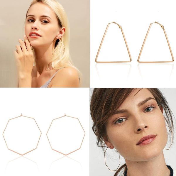 new hyperbole big octagon triangle square hoop earrings for women punk gold large hollow geometric earrings female party jewelry, Golden;silver
new hyperbole big octagon triangle square hoop earrings for women punk gold large hollow geometric earrings female party jewelry, Golden;silver