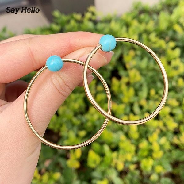 say hello round turquoises metal large circle inlaid stone dangle earrings temperament delicate alloy jewelry gift a0109, Silver
say hello round turquoises metal large circle inlaid stone dangle earrings temperament delicate alloy jewelry gift a0109, Silver