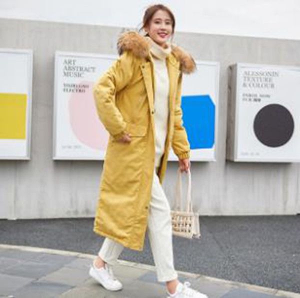 wholesale women's winter big fur collar over the knee to keep warm fashion mid-length pie to overcome the thick down padded jacket, Black
wholesale women's winter big fur collar over the knee to keep warm fashion mid-length pie to overcome the thick down padded jacket, Black