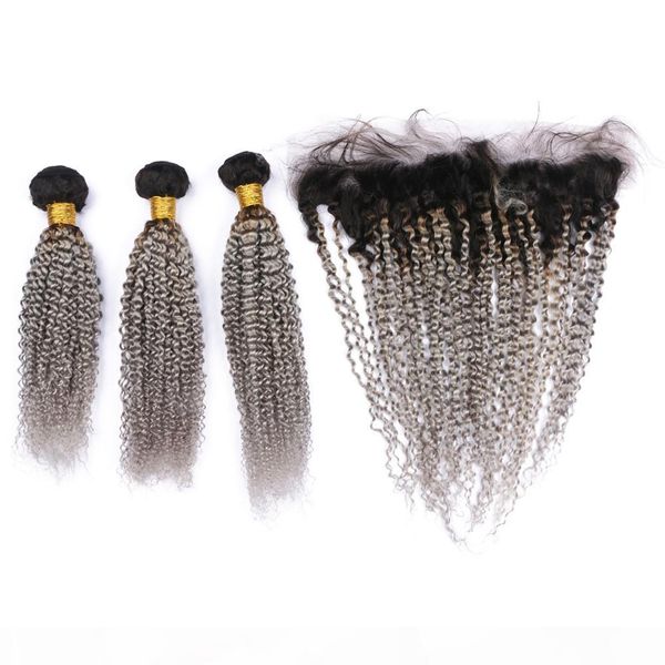 kinky curly #1b grey ombre brazilian human hair 3 bundles with frontal silver grey ombre ear to ear lace frontal closure with weaves, Black
kinky curly #1b grey ombre brazilian human hair 3 bundles with frontal silver grey ombre ear to ear lace frontal closure with weaves, Black