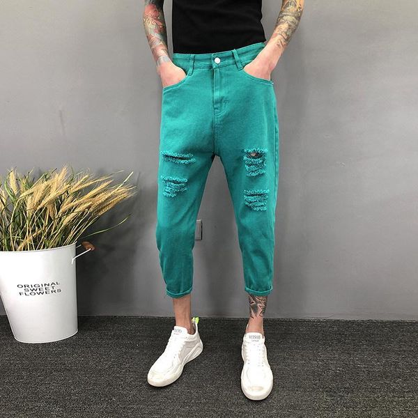 new 2020 white ripped hole jeans men's summer thin loose teenagers ripped harem pants feet pants beggar harem, Blue
new 2020 white ripped hole jeans men's summer thin loose teenagers ripped harem pants feet pants beggar harem, Blue
