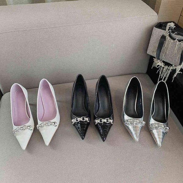 office thin heels pumps women shoes pointed toe patent leather chain high heels wedding dress shoes woman chaussures femme, Black
office thin heels pumps women shoes pointed toe patent leather chain high heels wedding dress shoes woman chaussures femme, Black