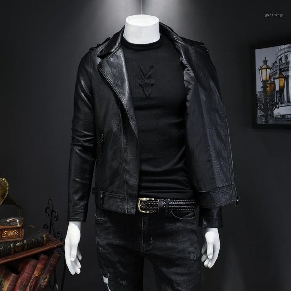 lapel motorcycle suit leather jacket men's autumn slim korean handsome men's leather jacket1, Black
lapel motorcycle suit leather jacket men's autumn slim korean handsome men's leather jacket1, Black