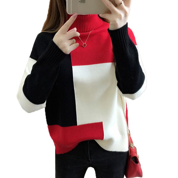 women's 2021 new turtleneck high mesh winter jumper korean casual loose sweater r43 og46, White;black
women's 2021 new turtleneck high mesh winter jumper korean casual loose sweater r43 og46, White;black