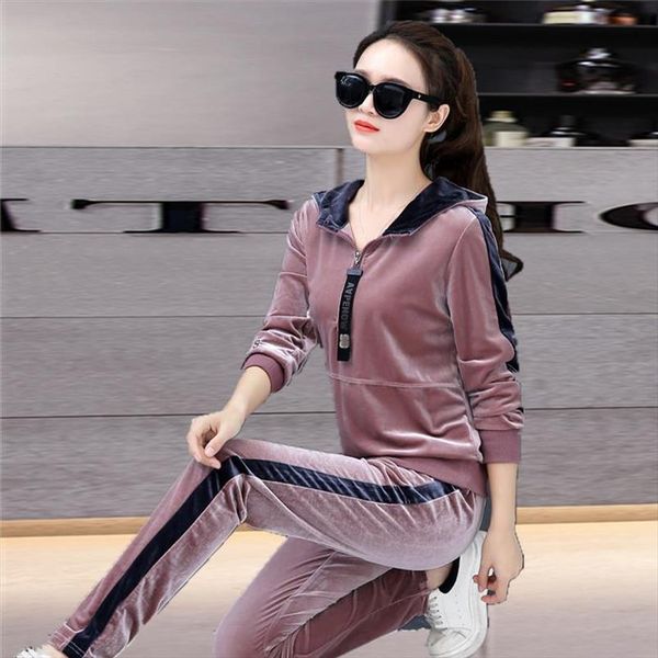 gold velvet tracksuits women two piece set and pants casual fashion sense long sleeve sporting suit hooded female clothes, Gray
gold velvet tracksuits women two piece set and pants casual fashion sense long sleeve sporting suit hooded female clothes, Gray