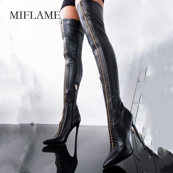 boots fashion pointed toe thin heels women front zipper rivets studded over the knee stiletto winter leisure leather, Black
boots fashion pointed toe thin heels women front zipper rivets studded over the knee stiletto winter leisure leather, Black