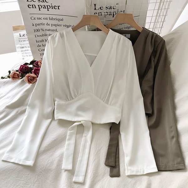 spring aautumn women's blouse french retro lace bowknot v-neck short blouse new long sleeve solid color shirts qx8861, White
spring aautumn women's blouse french retro lace bowknot v-neck short blouse new long sleeve solid color shirts qx8861, White