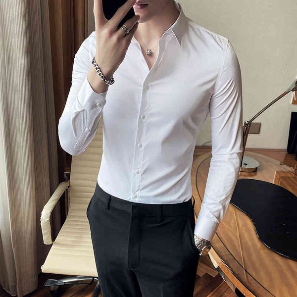 men's casual shirts 5xl-s plus size style long sleeve men solid simple slim fit business formal wear blouse homme jbtv, White;black
men's casual shirts 5xl-s plus size style long sleeve men solid simple slim fit business formal wear blouse homme jbtv, White;black