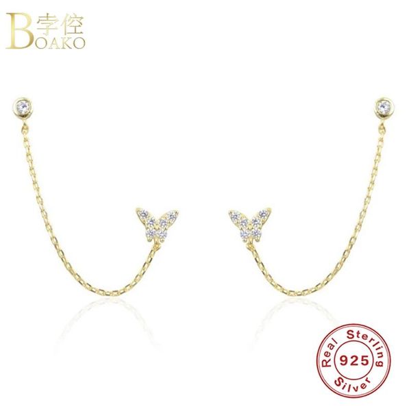 boako s925 silver earrings for women 2021 butterfly pendiente piercing ohrringe zircon tassel stud earring aretes fine jewelry, Golden;silver 
boako s925 silver earrings for women 2021 butterfly pendiente piercing ohrringe zircon tassel stud earring aretes fine jewelry, Golden;silver