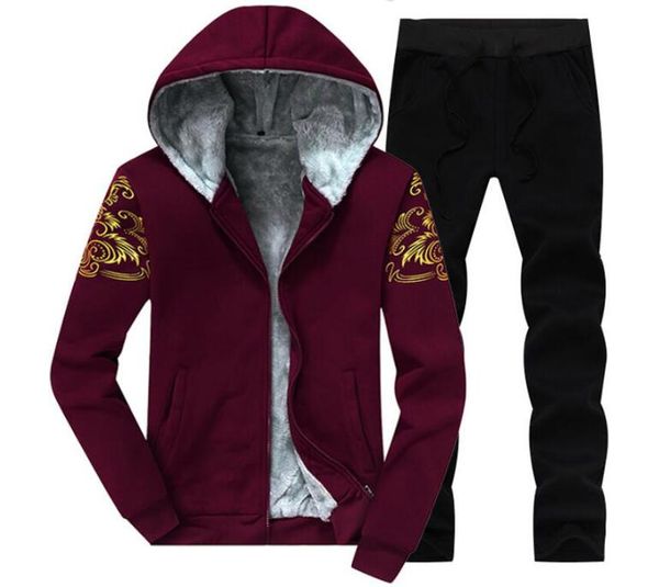 men tracksuit set winter fleece hooded jacket pants sweatshirts 2 piece set hoodies sporting suit coat track suit set sportswear, Gray
men tracksuit set winter fleece hooded jacket pants sweatshirts 2 piece set hoodies sporting suit coat track suit set sportswear, Gray