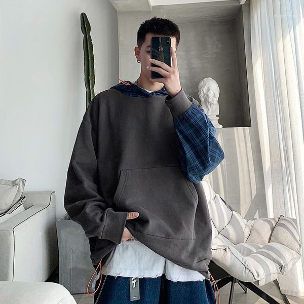 19 autumn new korean casual men's plaid long-sleeved hooded loose pullover three-color harajuku streetwear1, Black
19 autumn new korean casual men's plaid long-sleeved hooded loose pullover three-color harajuku streetwear1, Black