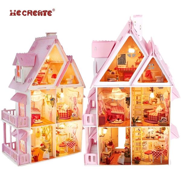 Girl Furniture Diy Miniature Doll House 3d Wooden Dolls Houses Miniature Dollhouse Toys For Children Furniture Kit Y200413