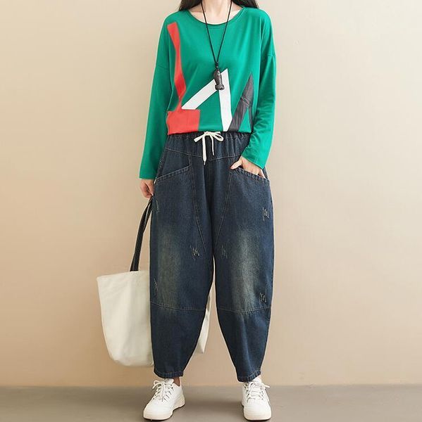 denim women pants 2019 autumn spring big size elastic waist harem pants female pockets women fashion yoyikamomo1, Blue
denim women pants 2019 autumn spring big size elastic waist harem pants female pockets women fashion yoyikamomo1, Blue