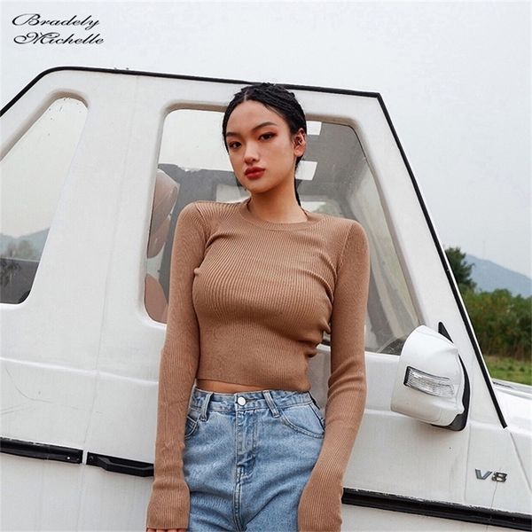 bradely michelle autumn women fashion crop long-sleeve o-neck sweaters big elastic knitted pullovers y200910, White;black
bradely michelle autumn women fashion crop long-sleeve o-neck sweaters big elastic knitted pullovers y200910, White;black