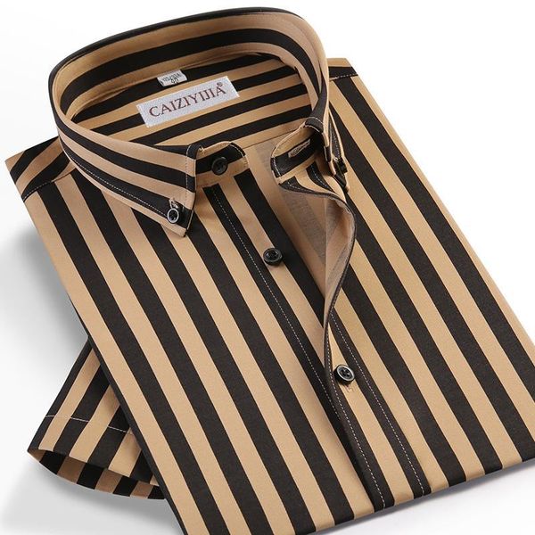 men's summer short sleeve vertical striped dress shirts pocket-less design casual standard-fit button down thin shirt, White;black
men's summer short sleeve vertical striped dress shirts pocket-less design casual standard-fit button down thin shirt, White;black
