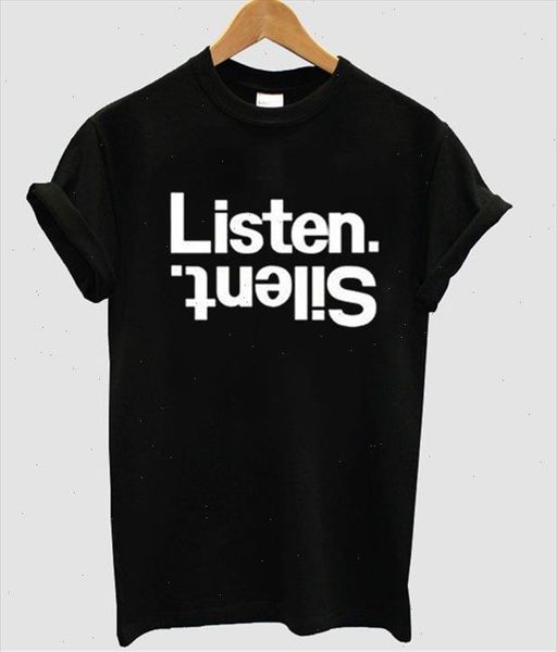 listen silent letters print women tshirt cotton casual funny t shirt for lady tee hipster drop ship z 720, White
listen silent letters print women tshirt cotton casual funny t shirt for lady tee hipster drop ship z 720, White