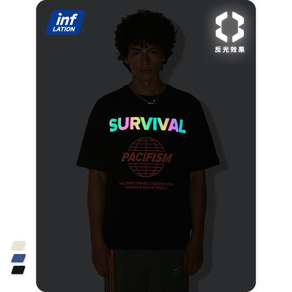 inf menswear | 2021 весна / летняя новая тенденция персонализированная буква лазерная светоотражающая футболка с короткими рукавами, White
inf menswear | 2021 весна / летняя новая тенденция персонализированная буква лазерная светоотражающая футболка с короткими рукавами, White