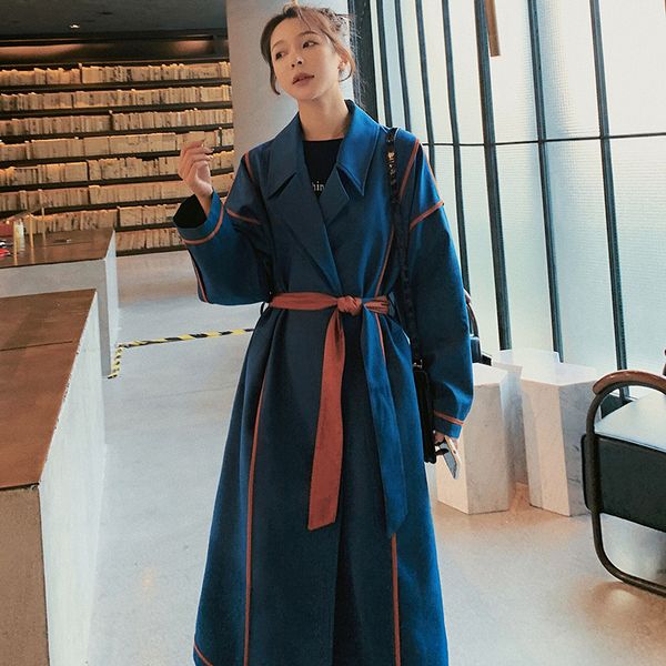 2021 new female blouse new spring contrast long korean lapel loose double breasted british style women's coat 7q v8na, Black;brown 
2021 new female blouse new spring contrast long korean lapel loose double breasted british style women's coat 7q v8na, Black;brown
