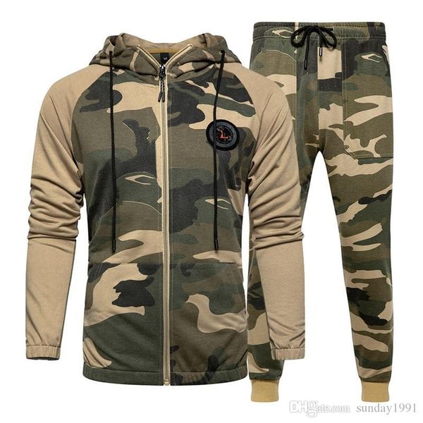 2020 new autumn and winter men's full zipper sportswear men's sportswear camouflage men's sweatshirt and trousers hoodi, Gray 
2020 new autumn and winter men's full zipper sportswear men's sportswear camouflage men's sweatshirt and trousers hoodi, Gray