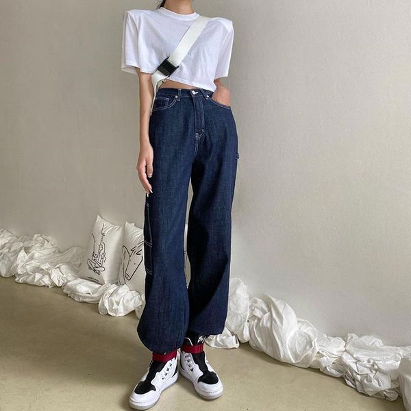 women's jeans kalenmos 2021 cargo pants women vintage high waist full length trousers cowboy denim vaqueros mujer, Blue
women's jeans kalenmos 2021 cargo pants women vintage high waist full length trousers cowboy denim vaqueros mujer, Blue