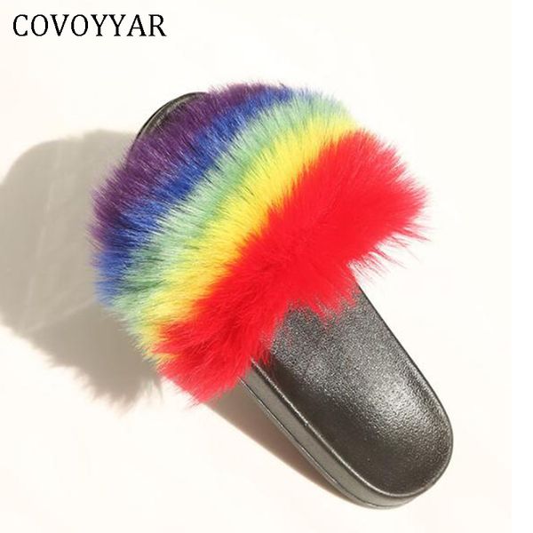 covoyyar 2019 fashion fur women slippers faux fox fur slides indoor outside furry winter women shoes flurry lady flats wsl137 x1020, Black
covoyyar 2019 fashion fur women slippers faux fox fur slides indoor outside furry winter women shoes flurry lady flats wsl137 x1020, Black