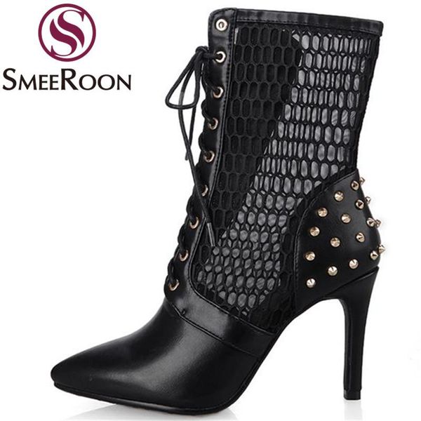 Smeeroon spring summer boots for women high quality lace up popular ankle boots rivet meeting ladies women's party shoes, Black
Smeeroon spring summer boots for women high quality lace up popular ankle boots rivet meeting ladies women's party shoes, Black