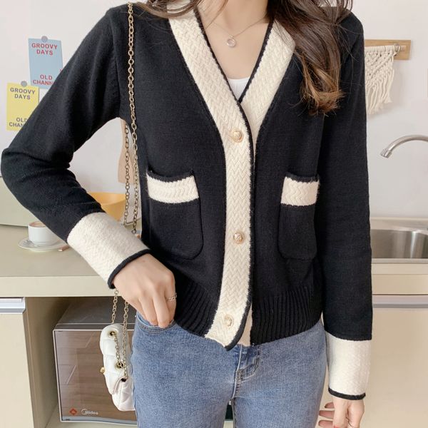 vinatge knitted cardigans women korean style long sleeve single breasted color cardigan sweaters female sueter mujer, White;black 
vinatge knitted cardigans women korean style long sleeve single breasted color cardigan sweaters female sueter mujer, White;black