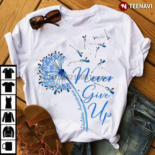 sport men t shirt dandelion diabetes awareness never give up women tshirts