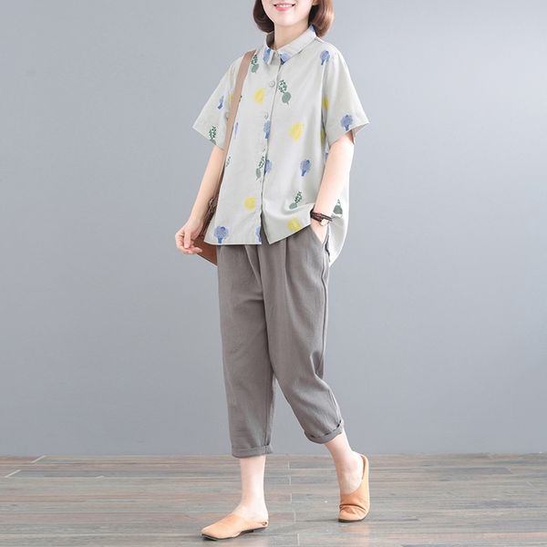 ipzlb 2020 summer two-piece loose large size linen suit printing casual cotton and linen lapel women's new cotton suit gerb6, Gray
ipzlb 2020 summer two-piece loose large size linen suit printing casual cotton and linen lapel women's new cotton suit gerb6, Gray