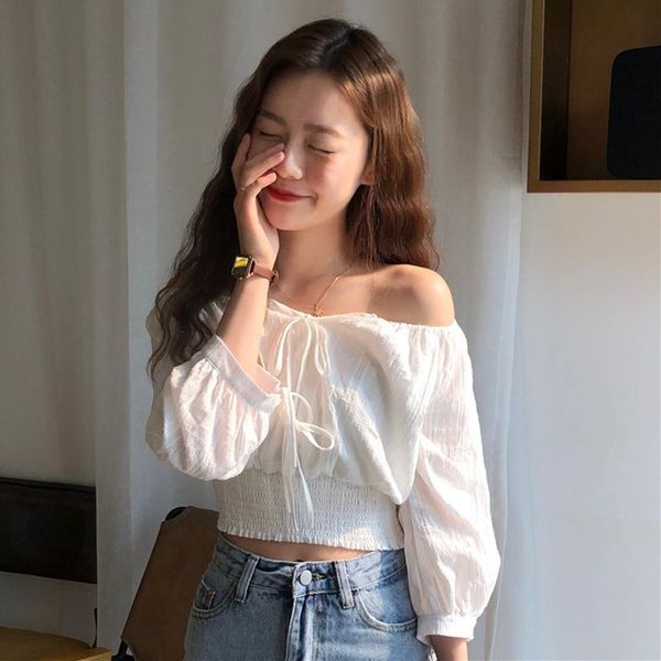 korean version off-the-shoulder short shirt net red ins design sense niche port style female blouse pure color japanese waist, White
korean version off-the-shoulder short shirt net red ins design sense niche port style female blouse pure color japanese waist, White