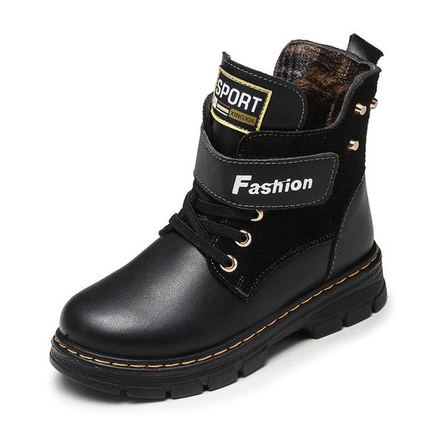 children autumn and winter leather school boy shoes fashion in the calf snow plush warm waterproof kids martin boots, Black;red
children autumn and winter leather school boy shoes fashion in the calf snow plush warm waterproof kids martin boots, Black;red