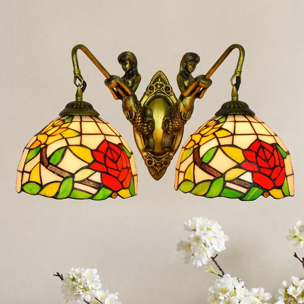 double heads red rose art glass wall lamps creative tiffany retro living room bedroom bedside light fixture aisle porch lights
double heads red rose art glass wall lamps creative tiffany retro living room bedroom bedside light fixture aisle porch lights