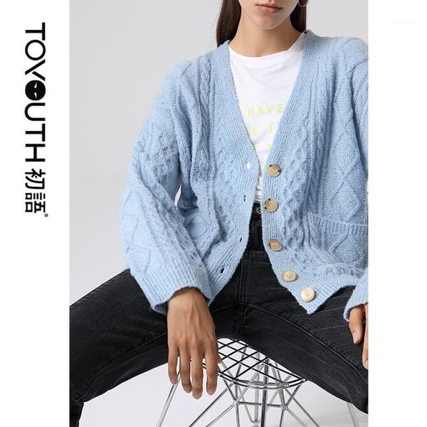 women's knits & tees toyouth 2021 spring long sleeve sweaters women loose knit v-neck lazy style casual cardigan sweater for female1, White
women's knits & tees toyouth 2021 spring long sleeve sweaters women loose knit v-neck lazy style casual cardigan sweater for female1, White