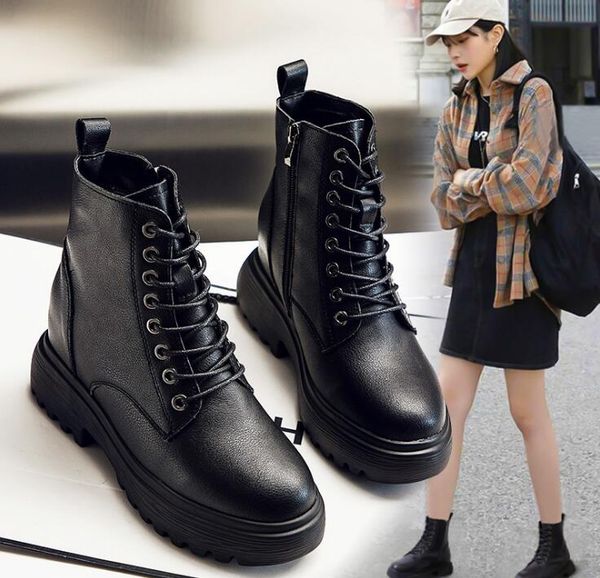 2020 autumn and winter new leather thick-soled inner increase british style thick heel short boots female high heel boot, Black
2020 autumn and winter new leather thick-soled inner increase british style thick heel short boots female high heel boot, Black