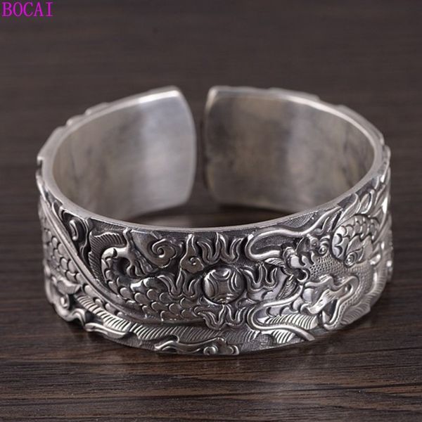 100% real s999 pure silver retro thai silver hand engraved good luck dragon auspicious moiré wide version men open bracelet 1028, Black
100% real s999 pure silver retro thai silver hand engraved good luck dragon auspicious moiré wide version men open bracelet 1028, Black