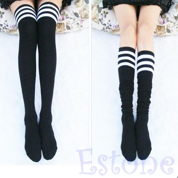fashion women stripe cotton over knee socks thigh high stockings long socks w715, Black;white
fashion women stripe cotton over knee socks thigh high stockings long socks w715, Black;white